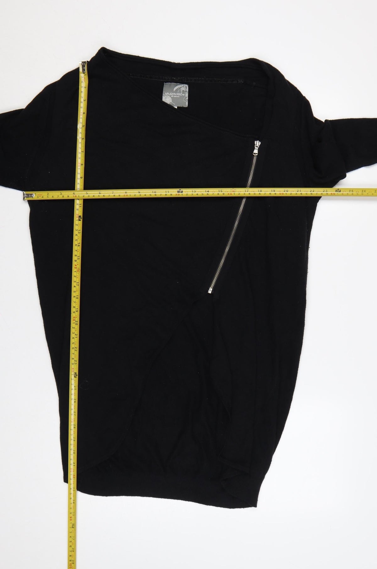 RJR.John Rocha Women Black Size 18 Cashmere Blend Asymmetric Zip Cardigan