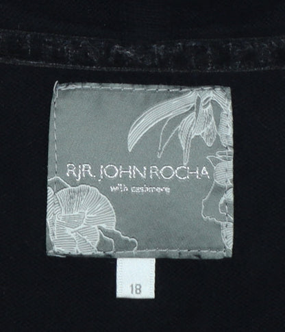 RJR.John Rocha Women Black Size 18 Cashmere Blend Asymmetric Zip Cardigan