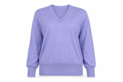 M&S Women Purple M 100% Merino Wool V-Neck Pullover Jumper
