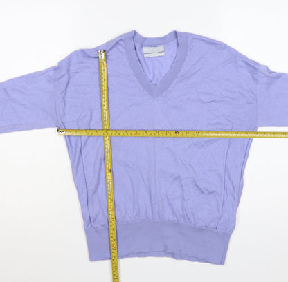 M&S Women Purple M 100% Merino Wool V-Neck Pullover Jumper