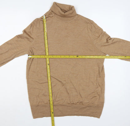GAP Men’s Beige L Merino Wool Roll Neck Pullover Jumper