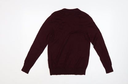 Savile Row Company Women’s Red Merino Blend Crew Neck Jumper S