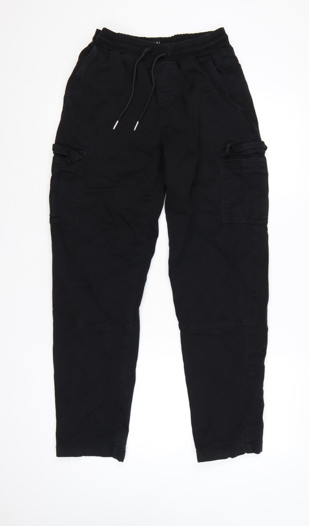 boohooMAN Men's Black XS Cargo Trousers Elastic Waist Drawstring