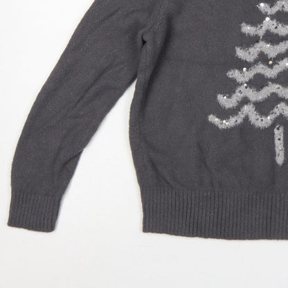Marks & Spencer Women Black S Christmas Tree Sequin Knit Jumper