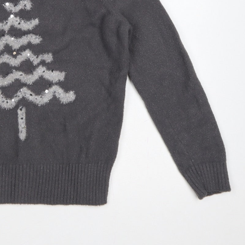 Marks & Spencer Women Black S Christmas Tree Sequin Knit Jumper