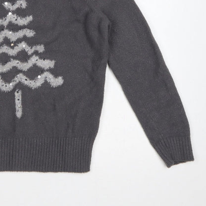 Marks & Spencer Women Black S Christmas Tree Sequin Knit Jumper