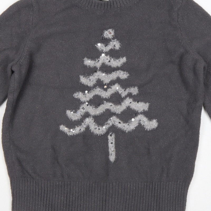 Marks & Spencer Women Black S Christmas Tree Sequin Knit Jumper