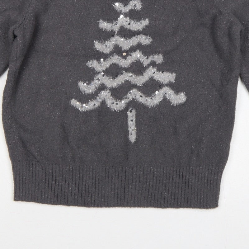 Marks & Spencer Women Black S Christmas Tree Sequin Knit Jumper