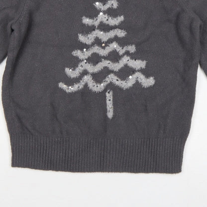 Marks & Spencer Women Black S Christmas Tree Sequin Knit Jumper