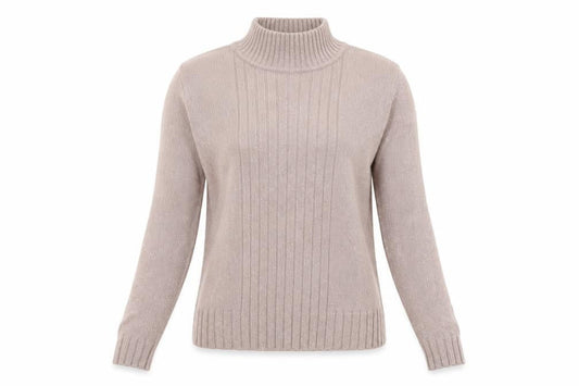 Principles Women Beige Wool Blend Roll Neck Ribbed Jumper UK 10