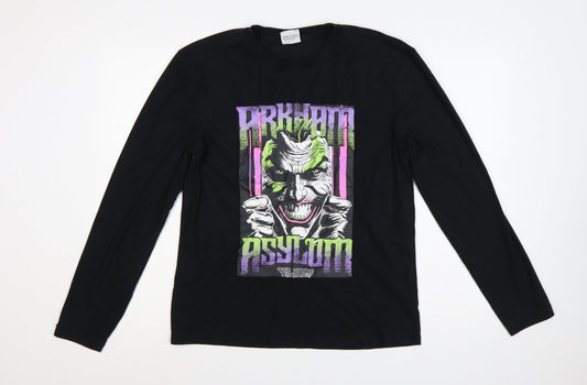 Front view of Primark Batman Joker Graphic Black Long Sleeve T-Shirt XS