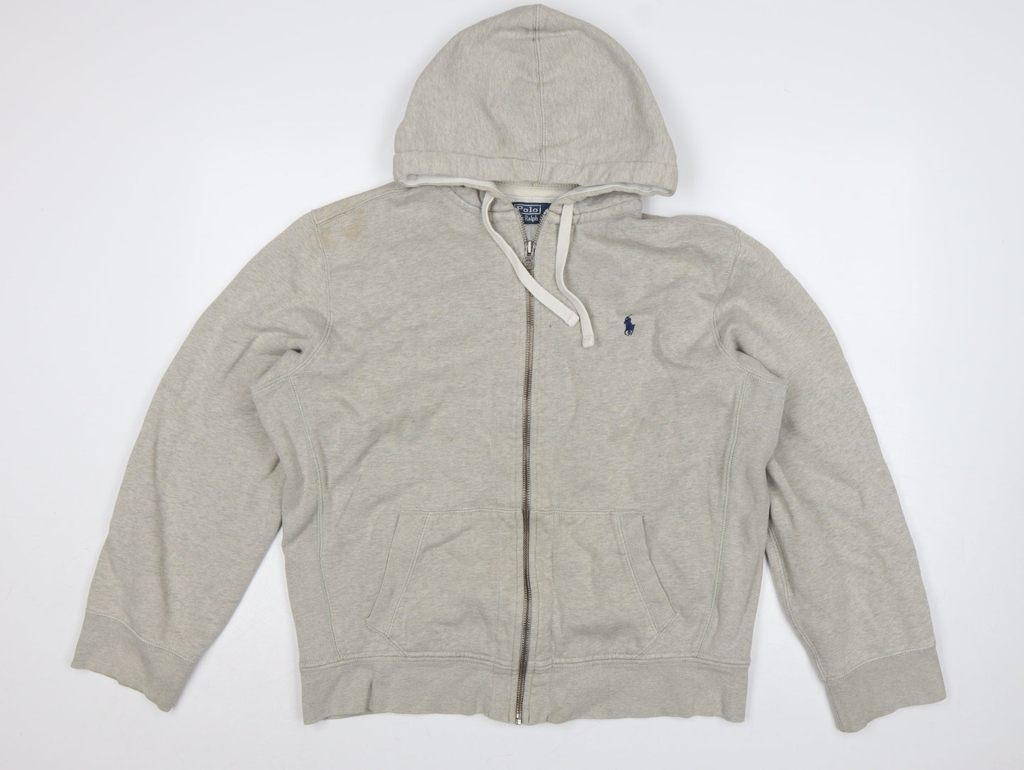 Polo Ralph Lauren Men’s Grey XL Full Zip Hoodie Logo Cotton Blend