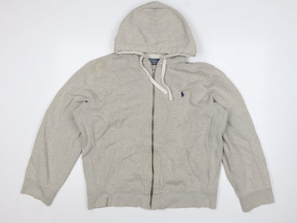 Polo Ralph Lauren Men’s Grey XL Full Zip Hoodie Logo Cotton Blend