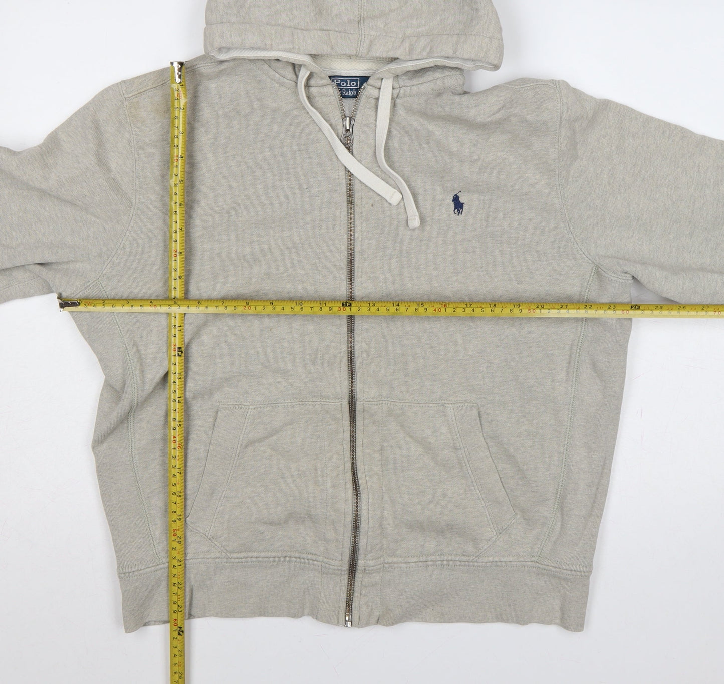 Polo Ralph Lauren Men’s Grey XL Full Zip Hoodie Logo Cotton Blend