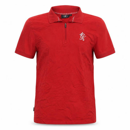 Gym King Men’s Red S Cotton 1/4 Zip Embroidered Logo Polo Shirt