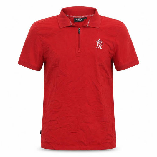 Gym King Men’s Red S Cotton 1/4 Zip Embroidered Logo Polo Shirt