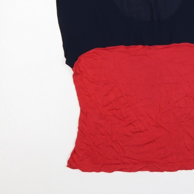 Crew Clothing Co. Women’s Red Navy Colourblock Scoop Neck T-Shirt UK 12