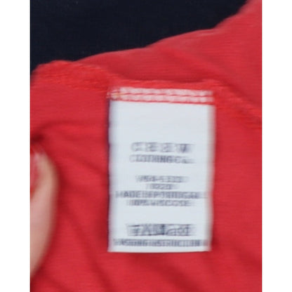 Crew Clothing Co. Women’s Red Navy Colourblock Scoop Neck T-Shirt UK 12