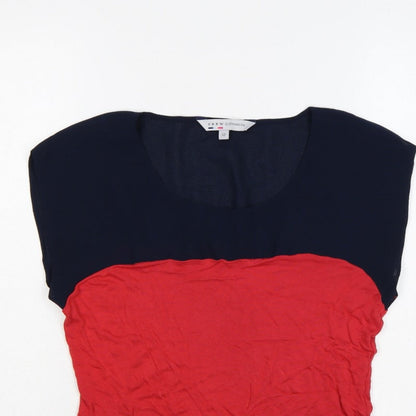 Crew Clothing Co. Women’s Red Navy Colourblock Scoop Neck T-Shirt UK 12