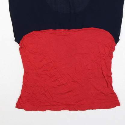 Crew Clothing Co. Women’s Red Navy Colourblock Scoop Neck T-Shirt UK 12