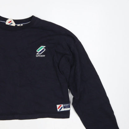 Superdry Women’s Navy UK 14 Cropped Logo Long Sleeve T-Shirt