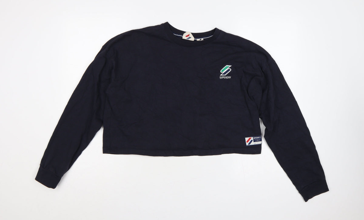 Superdry Women’s Navy UK 14 Cropped Logo Long Sleeve T-Shirt