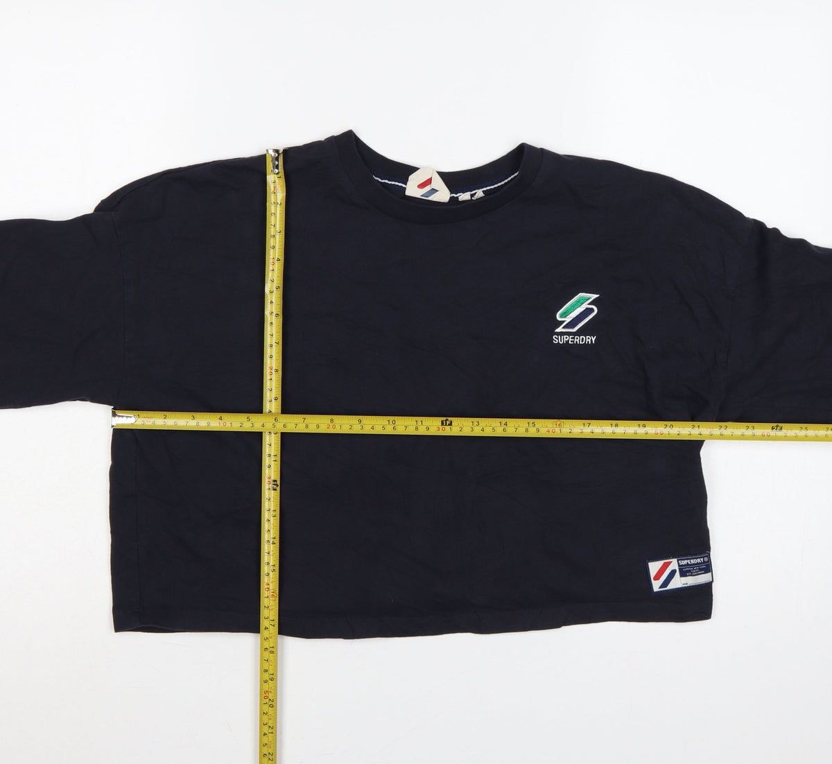 Superdry Women’s Navy UK 14 Cropped Logo Long Sleeve T-Shirt