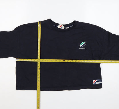 Superdry Women’s Navy UK 14 Cropped Logo Long Sleeve T-Shirt
