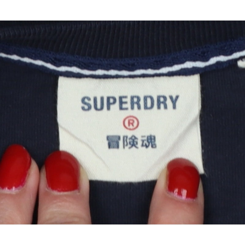 Superdry Women’s Navy UK 14 Cropped Logo Long Sleeve T-Shirt