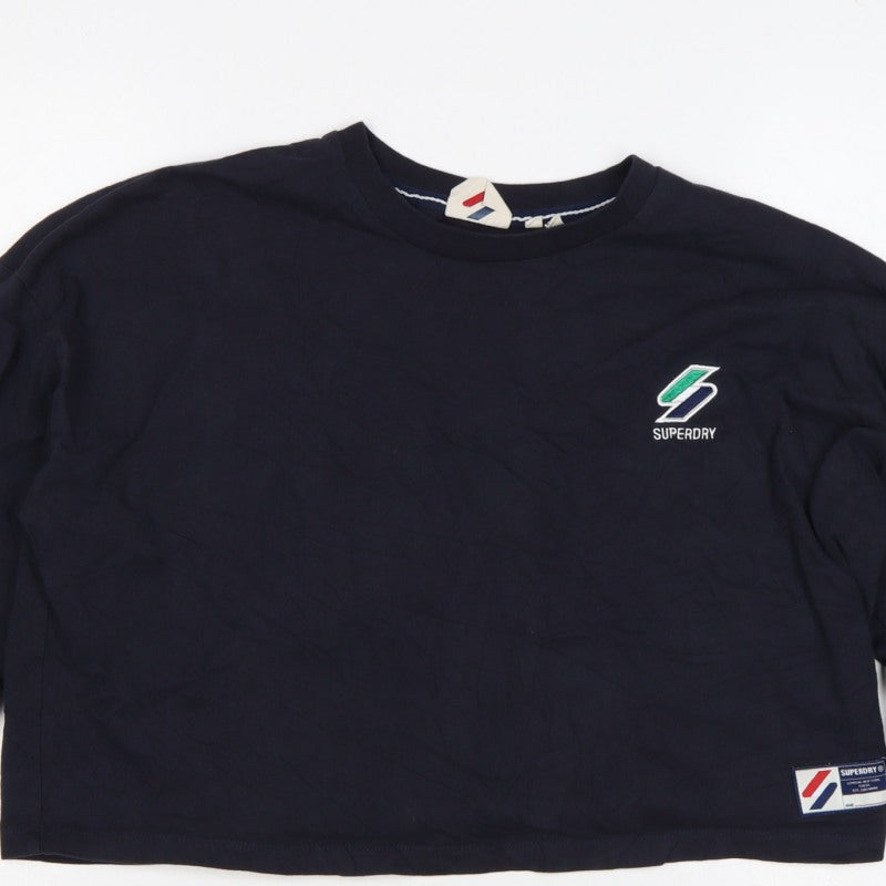 Superdry Women’s Navy UK 14 Cropped Logo Long Sleeve T-Shirt