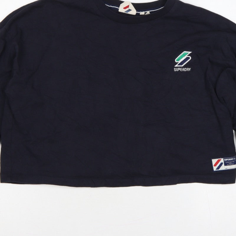 Superdry Women’s Navy UK 14 Cropped Logo Long Sleeve T-Shirt