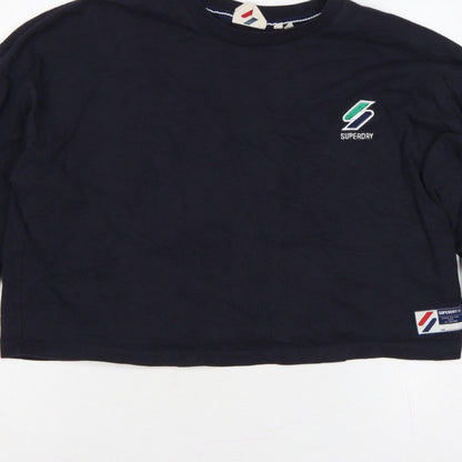 Superdry Women’s Navy UK 14 Cropped Logo Long Sleeve T-Shirt