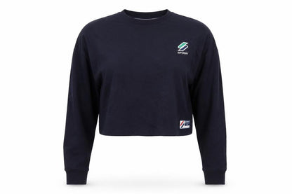 Superdry Women’s Navy UK 14 Cropped Logo Long Sleeve T-Shirt