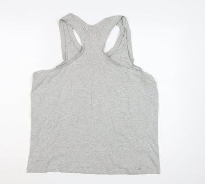 Slazenger Men's Grey XL Racerback Vest Sleeveless V-Neck Logo T-Shirt