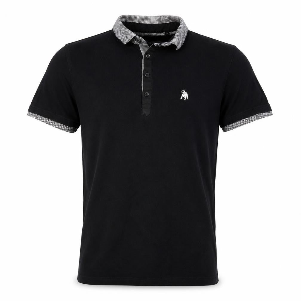 The Spitalfields Shirt Co Mens Black S Cotton Dog Logo Polo