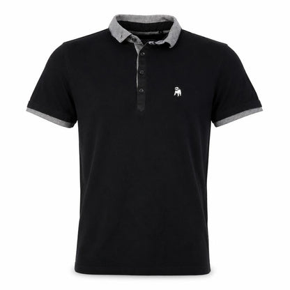 The Spitalfields Shirt Co Mens Black S Cotton Dog Logo Polo