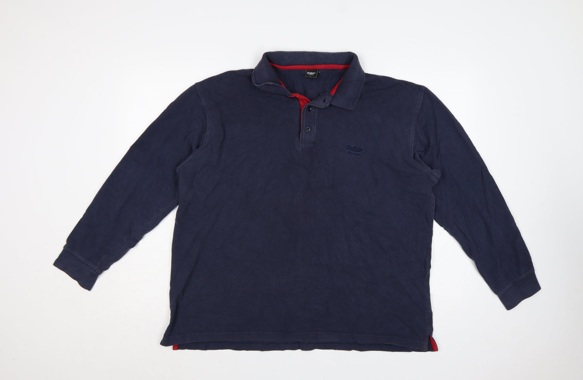 Cotton Traders Men’s Blue L Long Sleeve Polo Shirt Logo