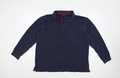 Cotton Traders Men’s Blue L Long Sleeve Polo Shirt Logo