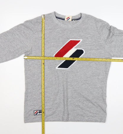Superdry Men’s Grey S Crew Neck Logo Pullover Sweatshirt