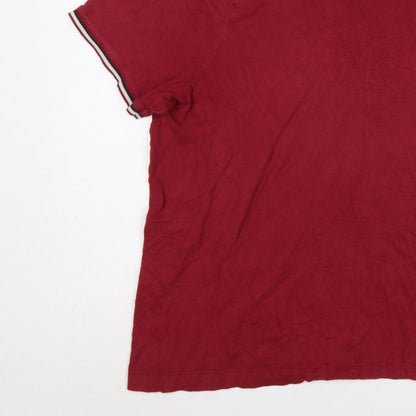 Slazenger Men's Red 2XL Crew Neck Logo T-Shirt Contrast Trim