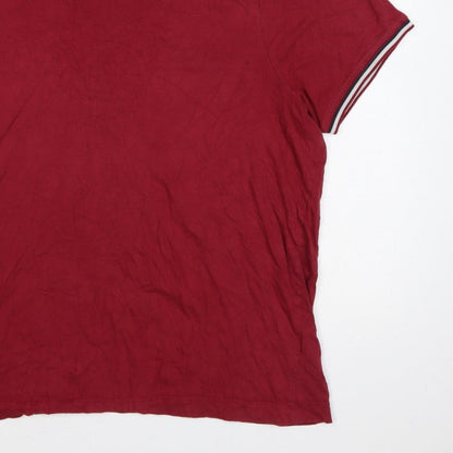 Slazenger Men's Red 2XL Crew Neck Logo T-Shirt Contrast Trim