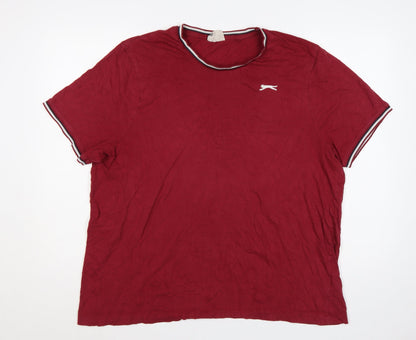 Slazenger Men's Red 2XL Crew Neck Logo T-Shirt Contrast Trim