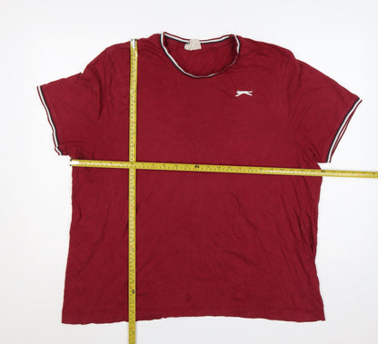 Slazenger Men's Red 2XL Crew Neck Logo T-Shirt Contrast Trim