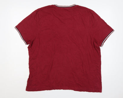 Slazenger Men's Red 2XL Crew Neck Logo T-Shirt Contrast Trim