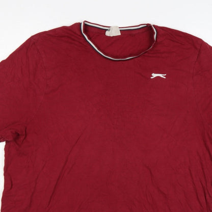 Slazenger Men's Red 2XL Crew Neck Logo T-Shirt Contrast Trim