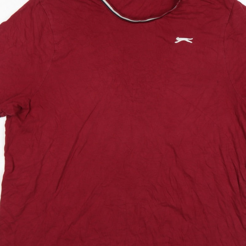 Slazenger Men's Red 2XL Crew Neck Logo T-Shirt Contrast Trim