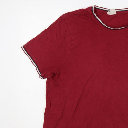 Slazenger Men's Red 2XL Crew Neck Logo T-Shirt Contrast Trim