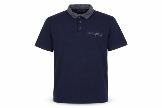 Front view of French Connection Men's Blue XL Short Sleeve Contrast Collar Polo Shirt