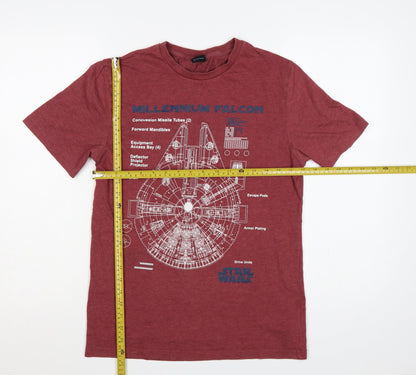 Star Wars Men’s Red S Millennium Falcon Graphic Crew Neck T-Shirt