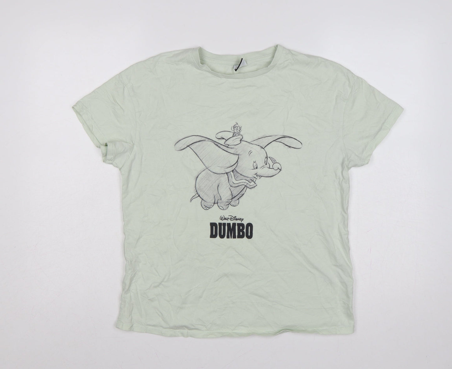 George Women Green Size 8 Disney Dumbo Cotton Crew Neck T-Shirt